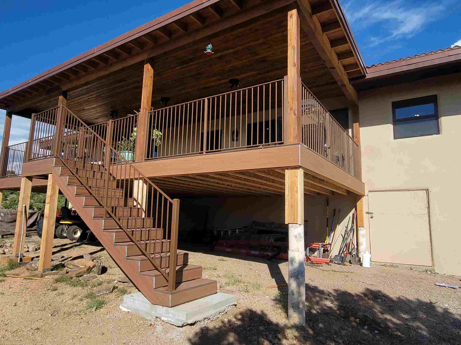 House with a new deck and staircase